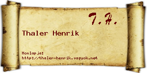 Thaler Henrik névjegykártya